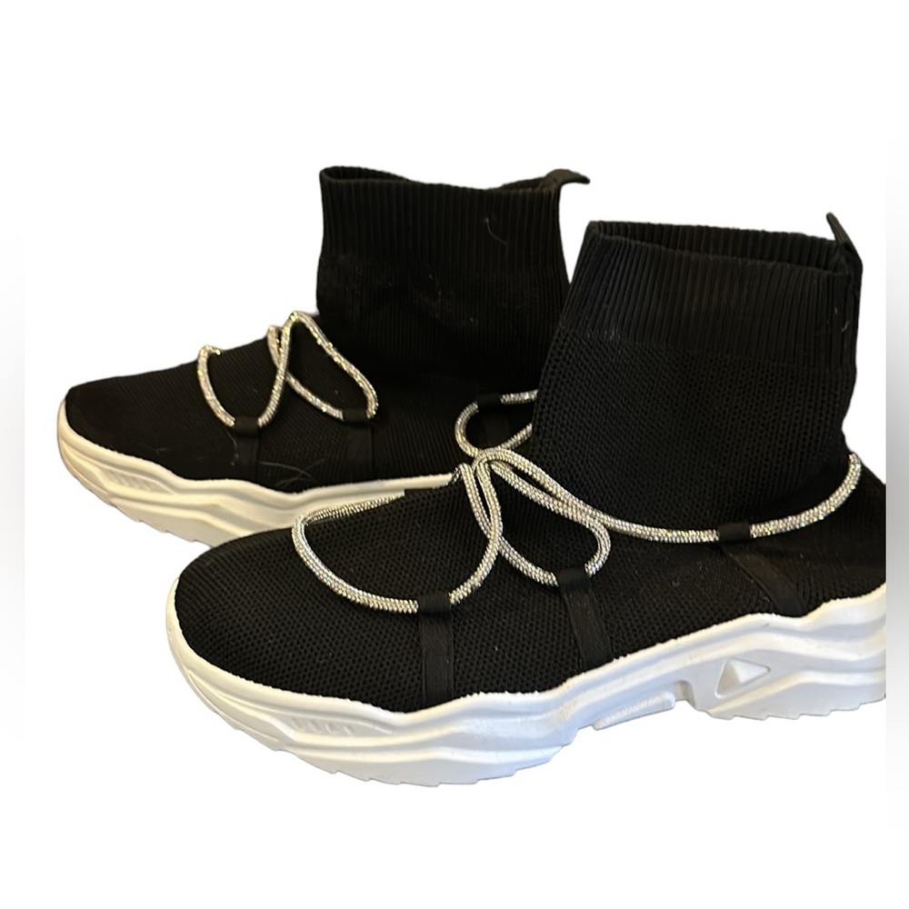 Azalea Wang Sock Sneakers with Rhinestone detail